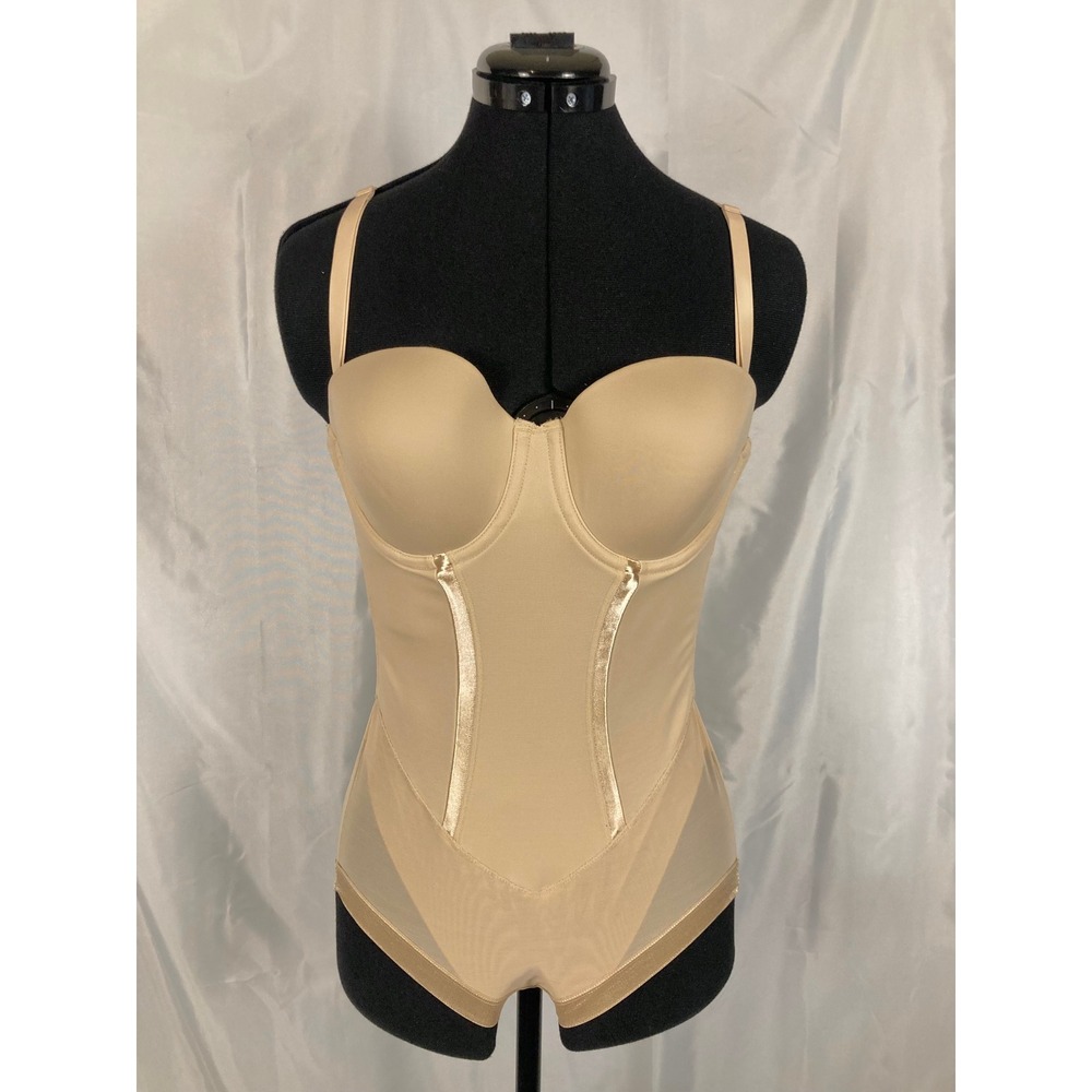 36C Maidenform Tan Shapewear Bodysuit Boning 1256